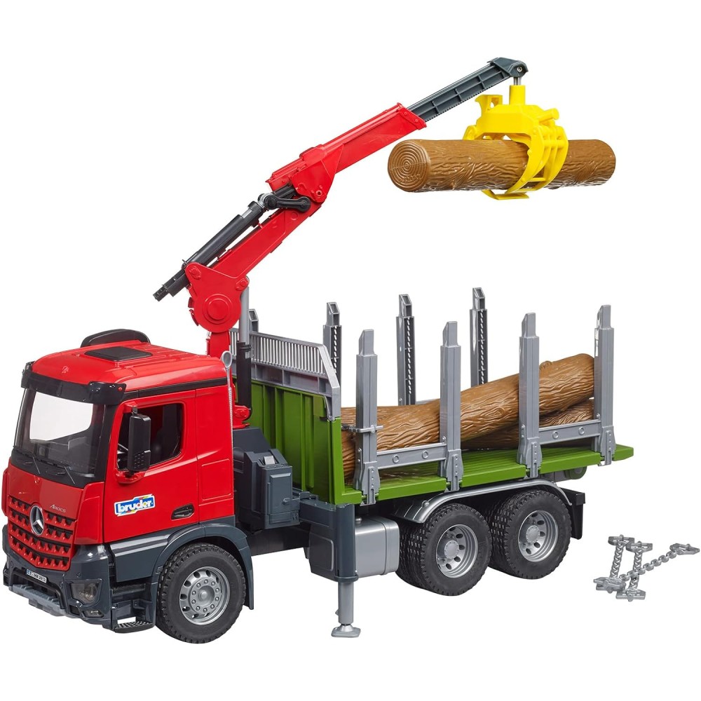 Bruder 03669 - Mercedes Benz Arcos Timber Truck with Loading Crane and 3 Trunks - New 2023 - Scale 1:16