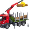 Bruder 03669 - Mercedes Benz Arcos Timber Truck with Loading Crane and 3 Trunks - New 2023 - Scale 1:16