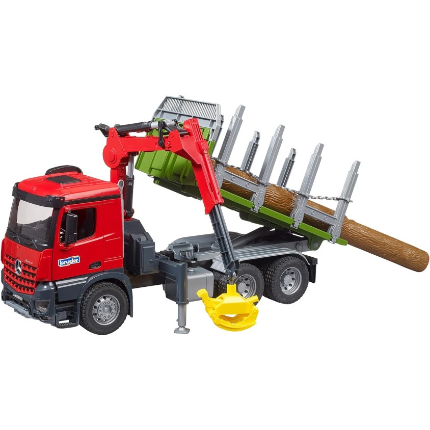 Bruder 03669 - Mercedes Benz Arcos Timber Truck with Loading Crane and 3 Trunks - New 2023 - Scale 1:16