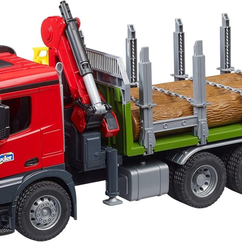 Bruder 03669 - Mercedes Benz Arcos Timber Truck with Loading Crane and 3 Trunks - New 2023 - Scale 1:16