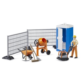 Bruder 62008 - bworld Construction Set with Mixer and Portable Toilette - Scale 1:16