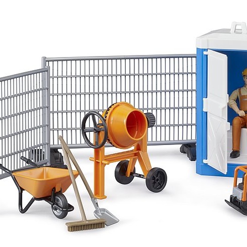 Bruder 62008 - bworld Construction Set with Mixer and Portable Toilette - Scale 1:16