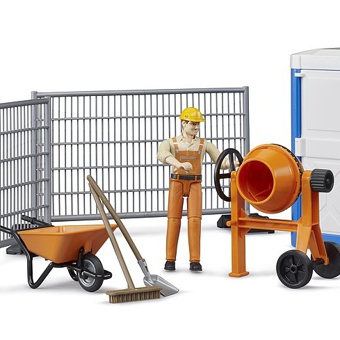 Bruder 62008 - bworld Construction Set with Mixer and Portable Toilette - Scale 1:16