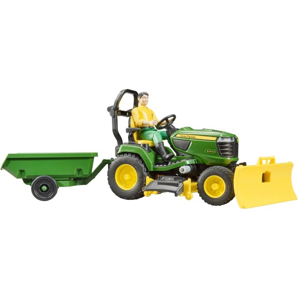 Bruder 62104 - John Deere X949 Lawn Mower Tractor With Trailer & Accessories - Scale 1:16