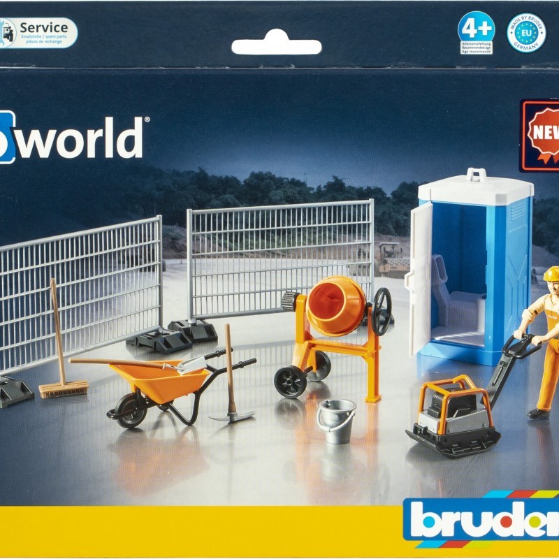 Bruder 62008 - bworld Construction Set with Mixer and Portable Toilette - Scale 1:16