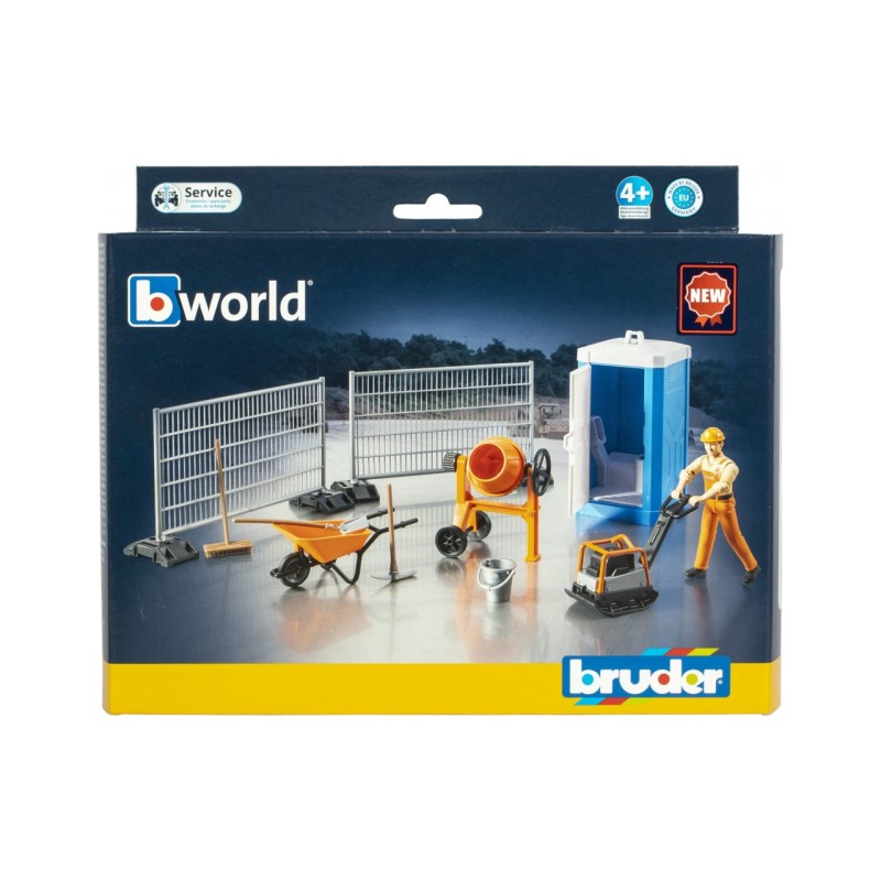 Bruder 62008 - bworld Construction Set with Mixer and Portable Toilette - Scale 1:16