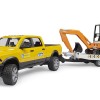 Bruder 02546 - Dodge RAM 2500 Truck Rental Service with Trailer & Mini Excavator - Scale 1:16 New 2025