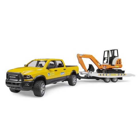 Bruder 02546 - Dodge RAM 2500 Truck Rental Service with Trailer & Mini Excavator - Scale 1:16 New 2025