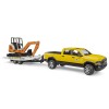 Bruder 02546 - Dodge RAM 2500 Truck Rental Service with Trailer & Mini Excavator - Scale 1:16 New 2025