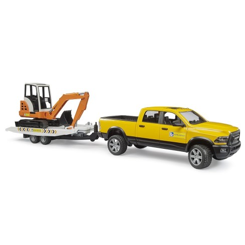Bruder 02546 - Dodge RAM 2500 Truck Rental Service with Trailer & Mini Excavator - Scale 1:16 New 2025