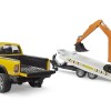 Bruder 02546 - Dodge RAM 2500 Truck Rental Service with Trailer & Mini Excavator - Scale 1:16 New 2025