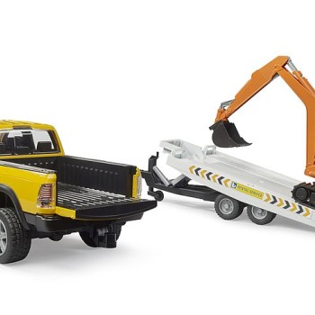 Bruder 02546 - Dodge RAM 2500 Truck Rental Service with Trailer & Mini Excavator - Scale 1:16 New 2025