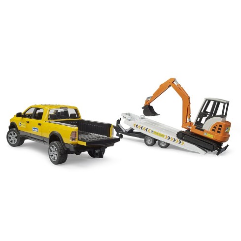 Bruder 02546 - Dodge RAM 2500 Truck Rental Service with Trailer & Mini Excavator - Scale 1:16 New 2025
