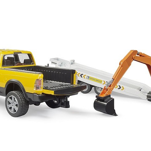 Bruder 02546 - Dodge RAM 2500 Truck Rental Service with Trailer & Mini Excavator - Scale 1:16 New 2025