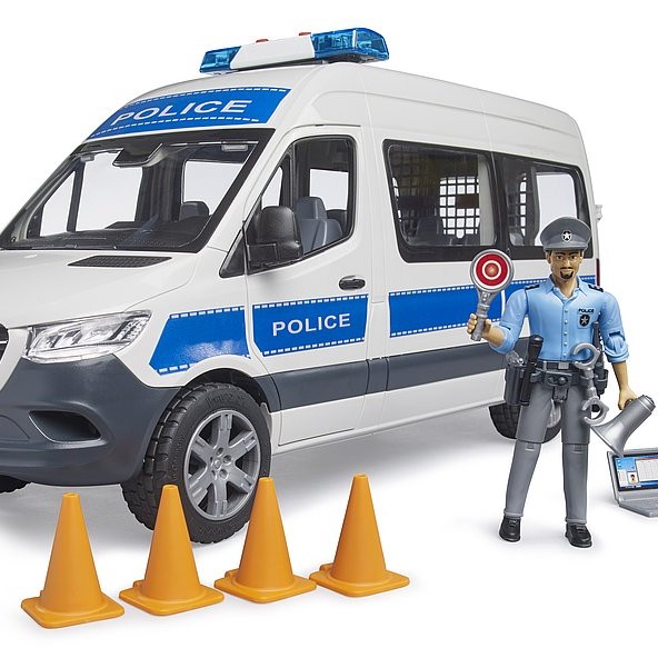 Bruder 02683 - Mercedes G3 Sprinter Police Van with Driver and Light & Sound - Scale 1:16 New Item 2025