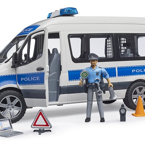Bruder 02683 - Mercedes G3 Sprinter Police Van with Driver and Light & Sound - Scale 1:16 New Item 2025