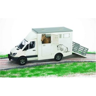 Bruder 02533 - Mercedes Benz Sprinter animal transporter and 1 horse - Scale 1:16