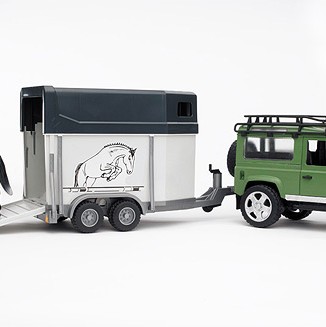 Bruder 02592 - Land Rover Defender with Horse Trailer and Horse - Scale 1:16