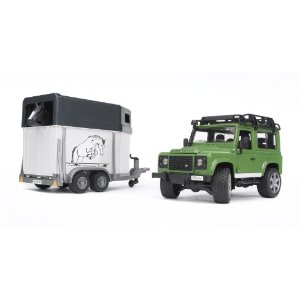 Bruder 02592 - Land Rover Defender with Horse Trailer and Horse - Scale 1:16