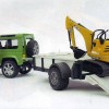 Bruder 02593 - Land Rover Defender with trailer, CAT Micro excavator 8010 CTS and Man - Scale 1:16
