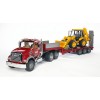 Bruder 02813 - MACK Granite Truck with Low Loader and JCB 4CX Backhoe Loader - Scale 1:16 