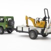 Bruder 02593 - Land Rover Defender with trailer, CAT Micro excavator 8010 CTS and Man - Scale 1:16