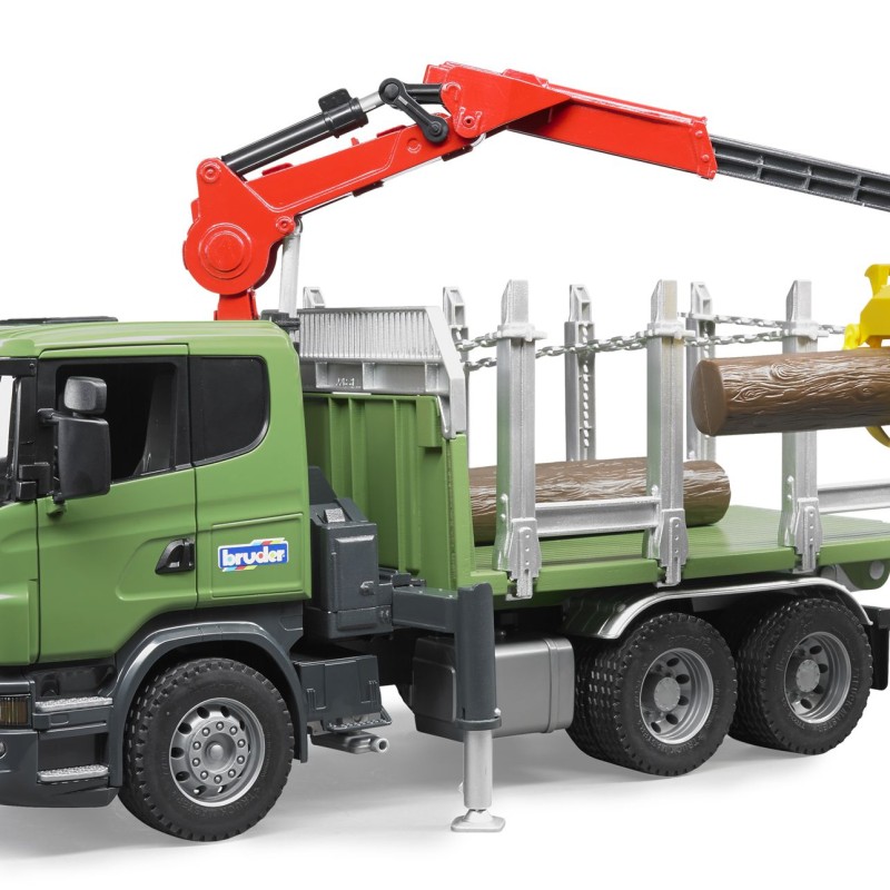 Bruder 03524 - Scania R-series Timber truck with loading crane and 3 trunks - Scale 1:16