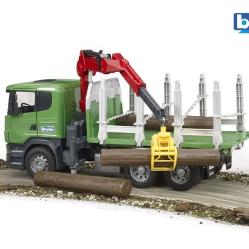 Bruder 03524 - Scania R-series Timber truck with loading crane and 3 trunks - Scale 1:16