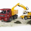 Bruder 02751 - MAN TGA Construction Dump Truck with Liebherr Excavator - Scale 1:16