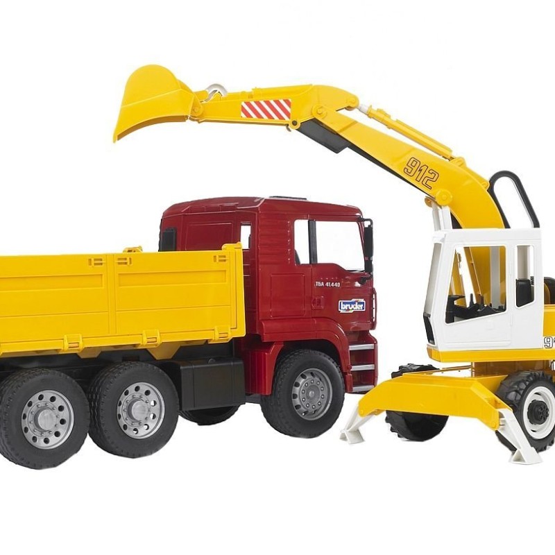 Bruder 02751 - MAN TGA Construction Dump Truck with Liebherr Excavator - Scale 1:16
