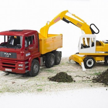 Bruder 02751 - MAN TGA Construction Dump Truck with Liebherr Excavator - Scale 1:16