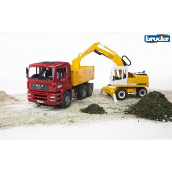 Bruder 02751 - MAN TGA Construction Dump Truck with Liebherr Excavator - Scale 1:16