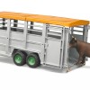 Bruder 02227 - Tandem axle Animal Livestock Trailer with 1 Cow Scale 1:16