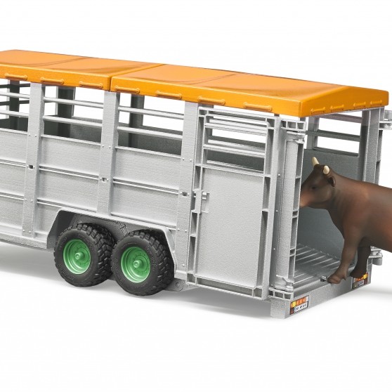 Bruder 02227 - Tandem axle Animal Livestock Trailer with 1 Cow Scale 1:16