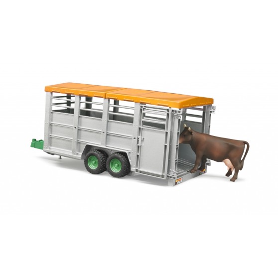 Bruder 02227 - Tandem axle Animal Livestock Trailer with 1 Cow Scale 1:16