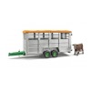 Bruder 02227 - Tandem axle Animal Livestock Trailer with 1 Cow Scale 1:16