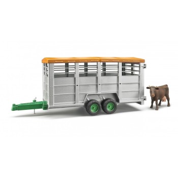 Bruder 02227 - Tandem axle Animal Livestock Trailer with 1 Cow Scale 1:16