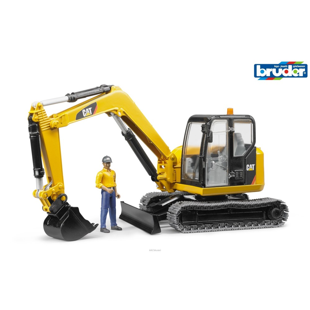 Bruder 02466 CAT Caterpillar Mini Excavator with Constructon Worker - Scale 1:16