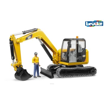 Bruder 02466 CAT Caterpillar Mini Excavator with Constructon Worker - Scale 1:16