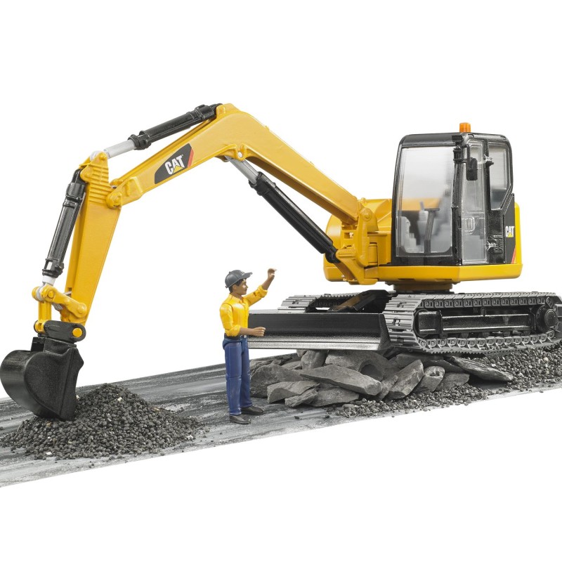 Bruder 02466 CAT Caterpillar Mini Excavator with Constructon Worker - Scale 1:16