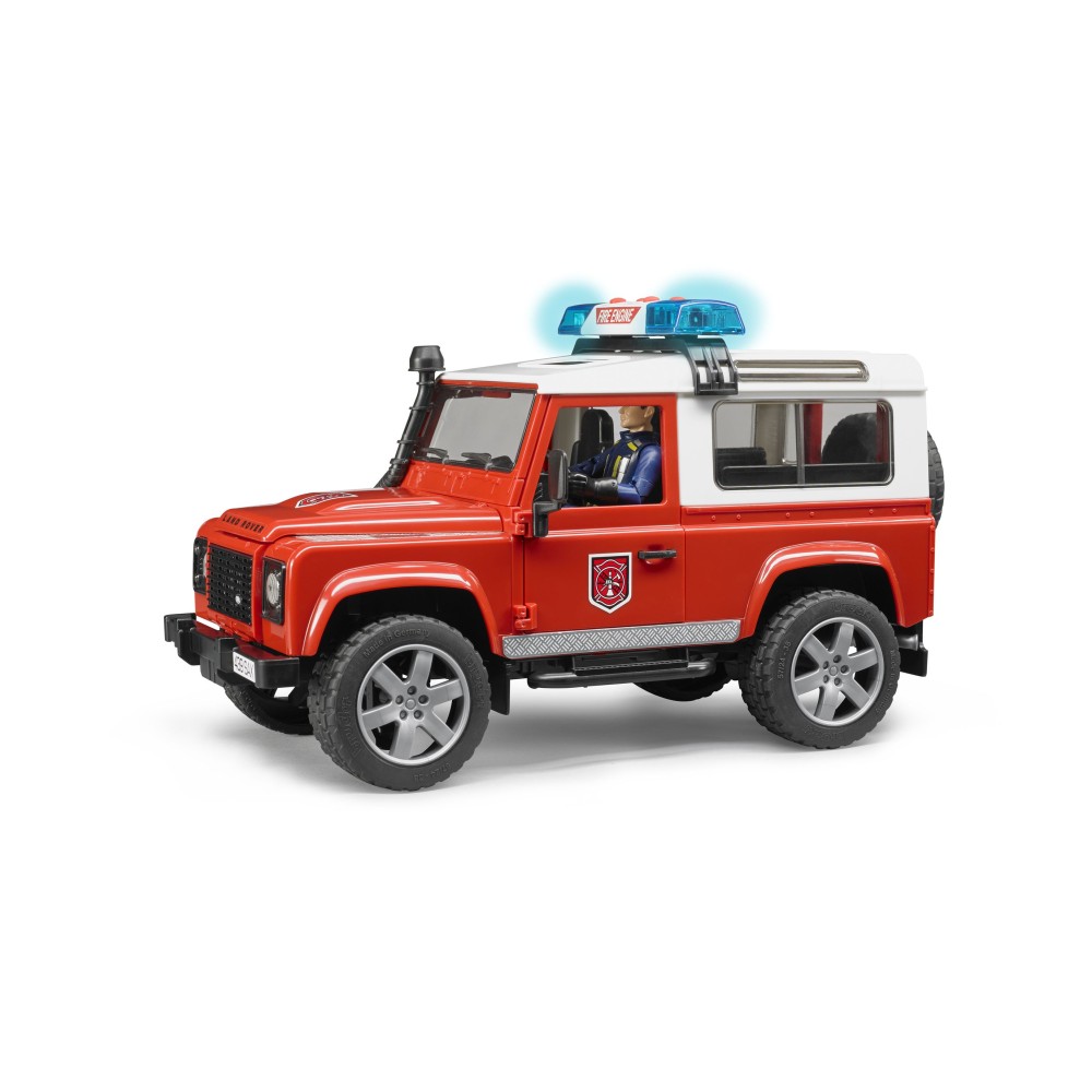 Bruder 02596 Land Rover Defender Station Wagon Fire Department with Fireman Scale 1:16