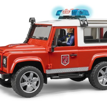 Bruder 02596 Land Rover Defender Station Wagon Fire Department with Fireman Scale 1:16