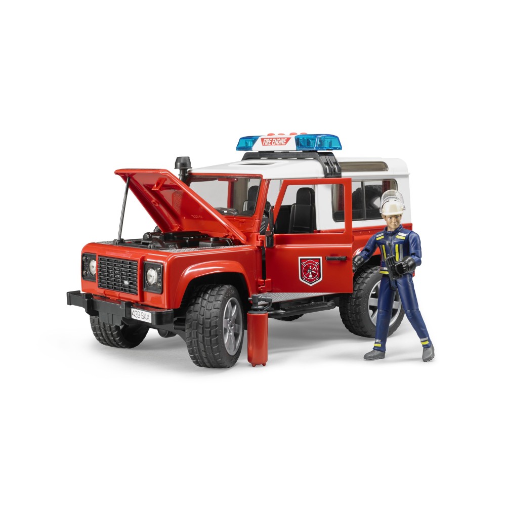 Bruder 02596 Land Rover Defender Station Wagon Fire Department with Fireman Scale 1:16