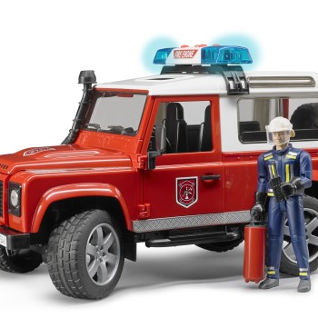 Bruder 02596 Land Rover Defender Station Wagon Fire Department with Fireman Scale 1:16