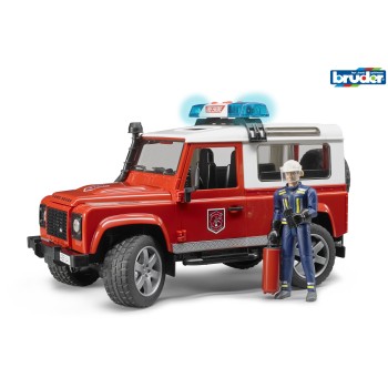 Bruder 02596 Land Rover Defender Station Wagon Fire Department with Fireman Scale 1:16