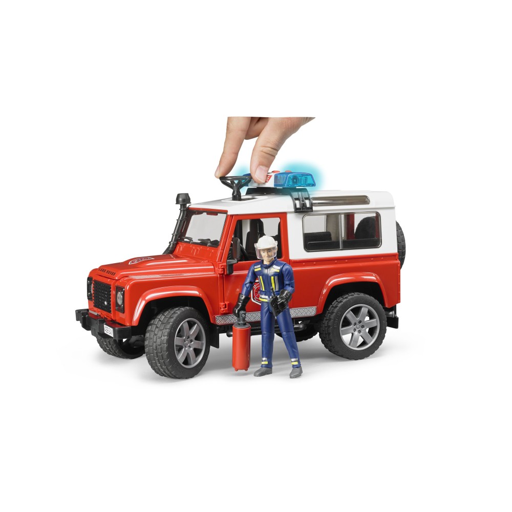 Bruder 02596 Land Rover Defender Station Wagon Fire Department with Fireman Scale 1:16