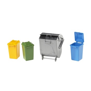 Bruder 02607  - Accessories: Garbage Can Set (3 small, 1 large) - Scale 1:16