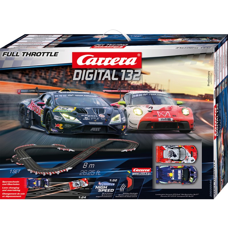 Carrera 30045 Digital 1:32 Full Throttle GT3 Slot Car Racing Set Porsche 911 vs Lamborghini Huracan GT3 Wireless 2.0 