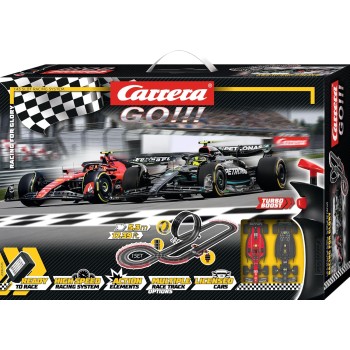 Carrera 62573 - Go 1:43 Racing for Glory F1 Slot Car Racing Set Mercedes Hamilton vs Ferrari Sainz