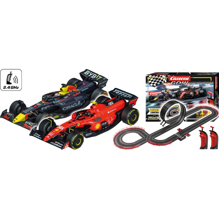 Carrera 62581 - Go 1:43 Formula Free Racing F1 Wireless Slot Car Set Red Bull RB19 vs Ferrari SF-23